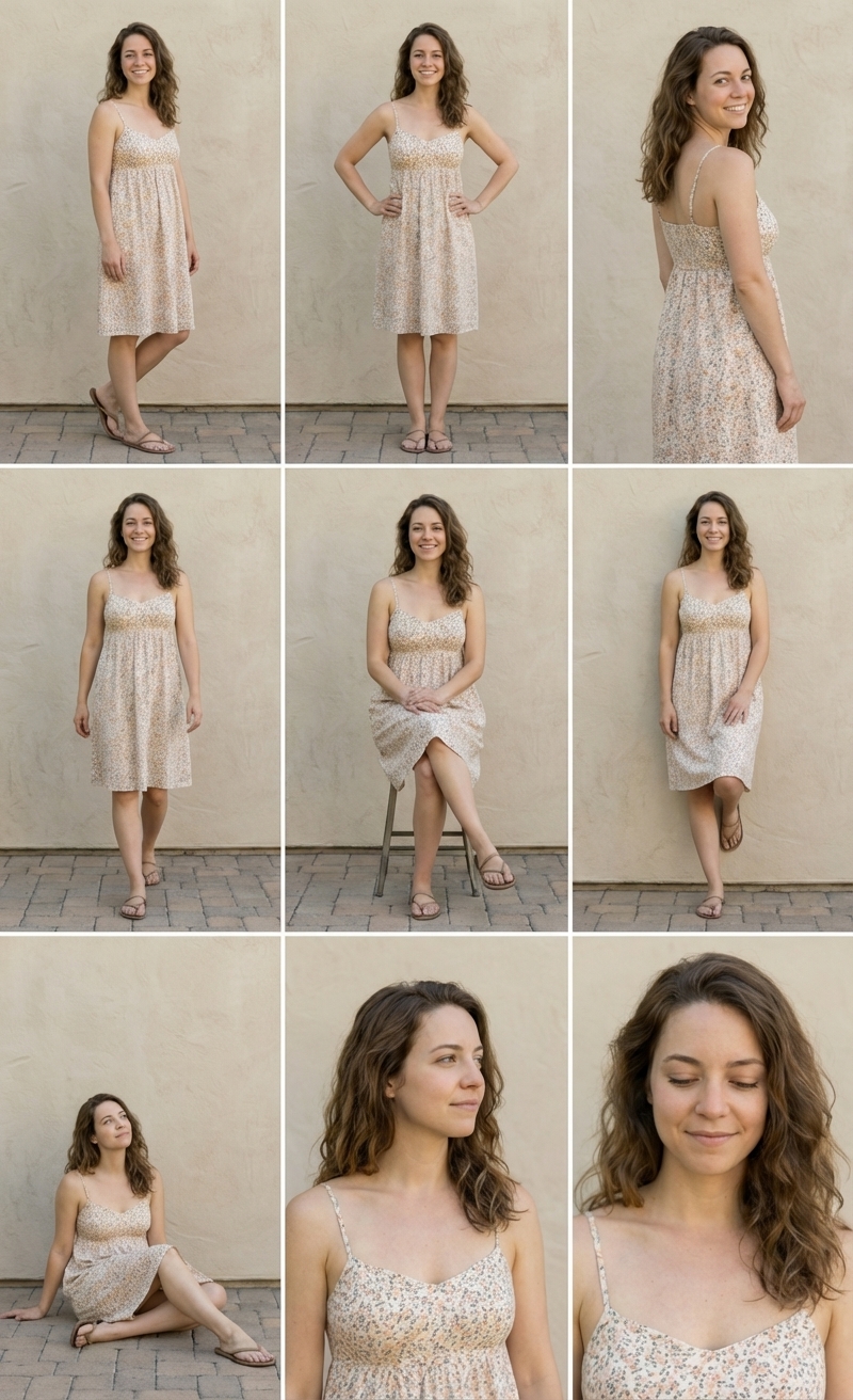 Poses Grid: 3x3 Systematic Pose Study Grid