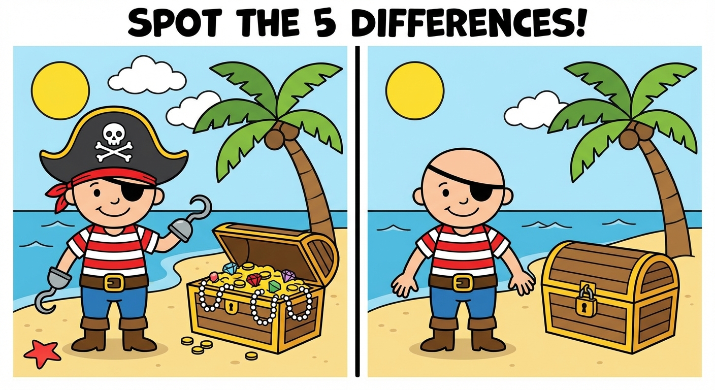 Spot the Difference: Find the five differences between these two images