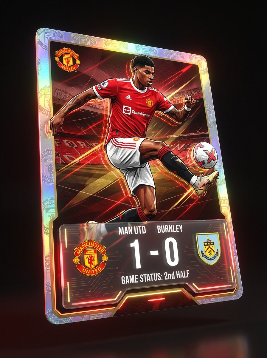 Score Card: A high-end, 3D digital trading card that updates with the latest scores and match status of a professional sports team.