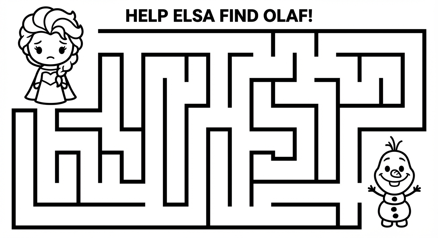 Maze Worksheet: Printable maze for a preschooler to learn pen control and navigation logic