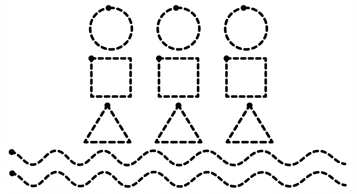 Trace the Shape: Worksheet to help young children identify shapes and learn pen control