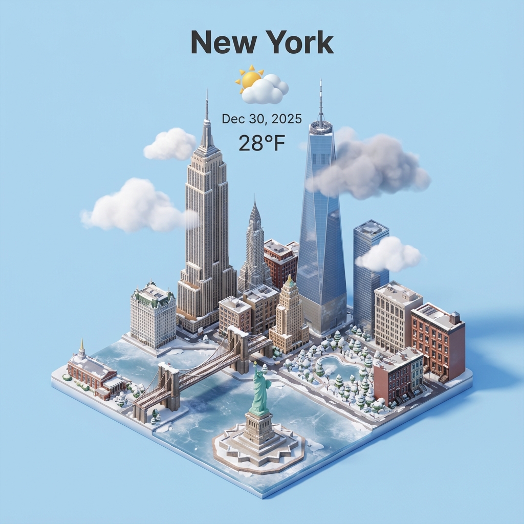 Local Weather: Isometric scene showing the current local weather conditions.