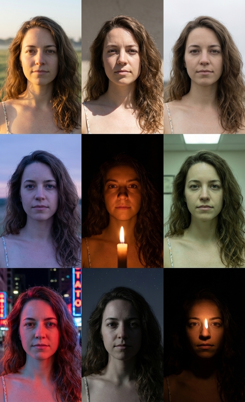 Light & Time Sequence: See yourself across various light and time settings.